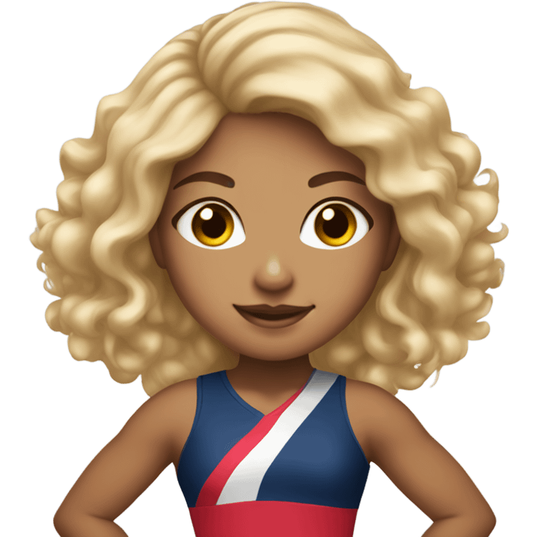 Beautiful mixed race girl with blonde hair in cheerleaders costume emoji