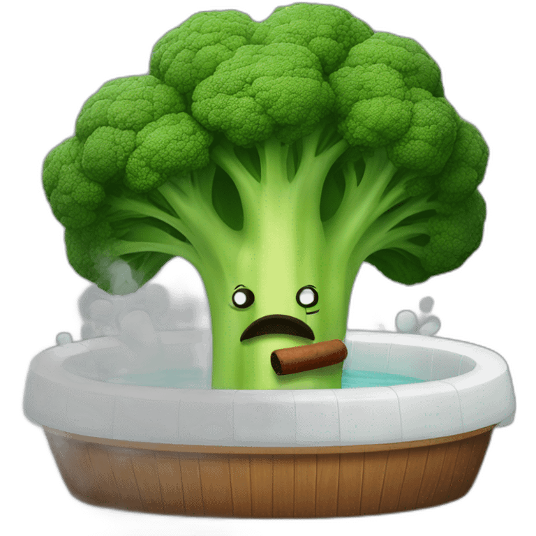 Broccoli sitting in a hot tub smoking a cigar emoji