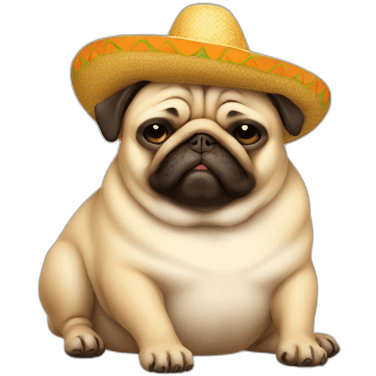 a sleeping fat pug wearing a sombrero emoji