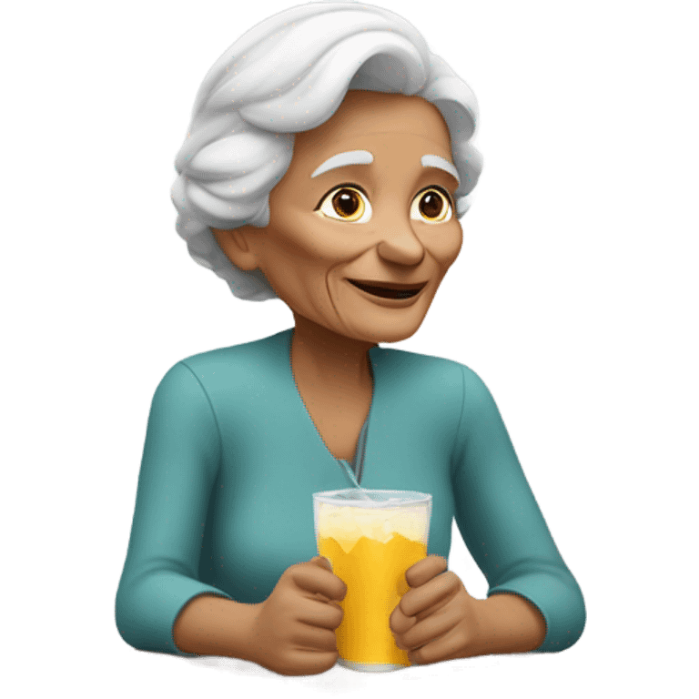 Old lady having a drink  emoji