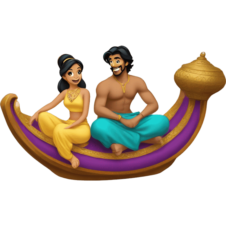 Jasmine and Aladdin on the flying carpet emoji