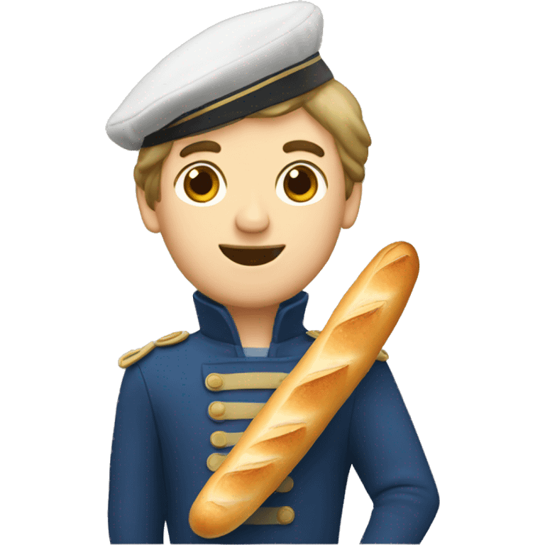 A French man with a baguette and marinière emoji