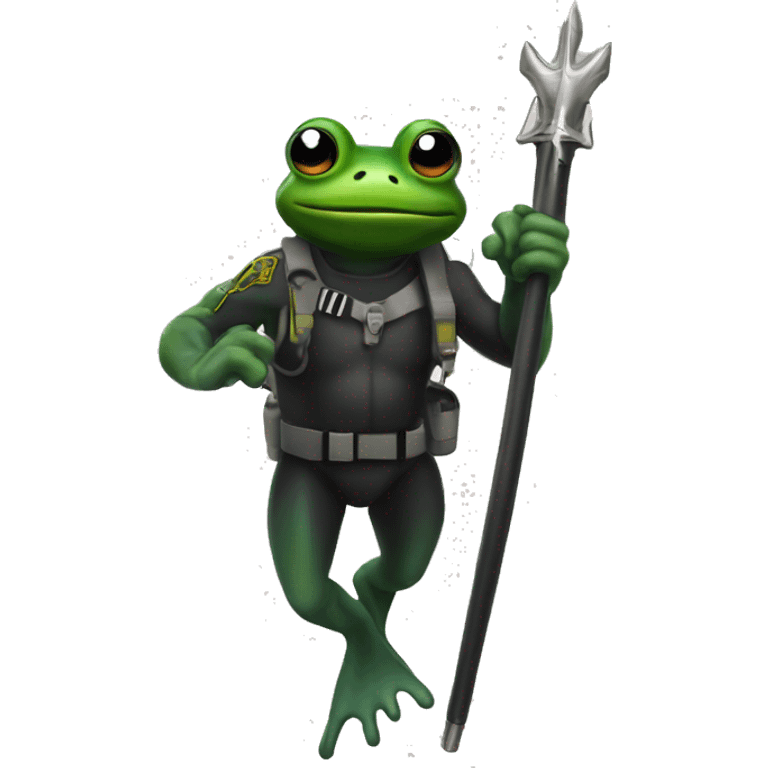 Frogman holding trident with black scuba  emoji