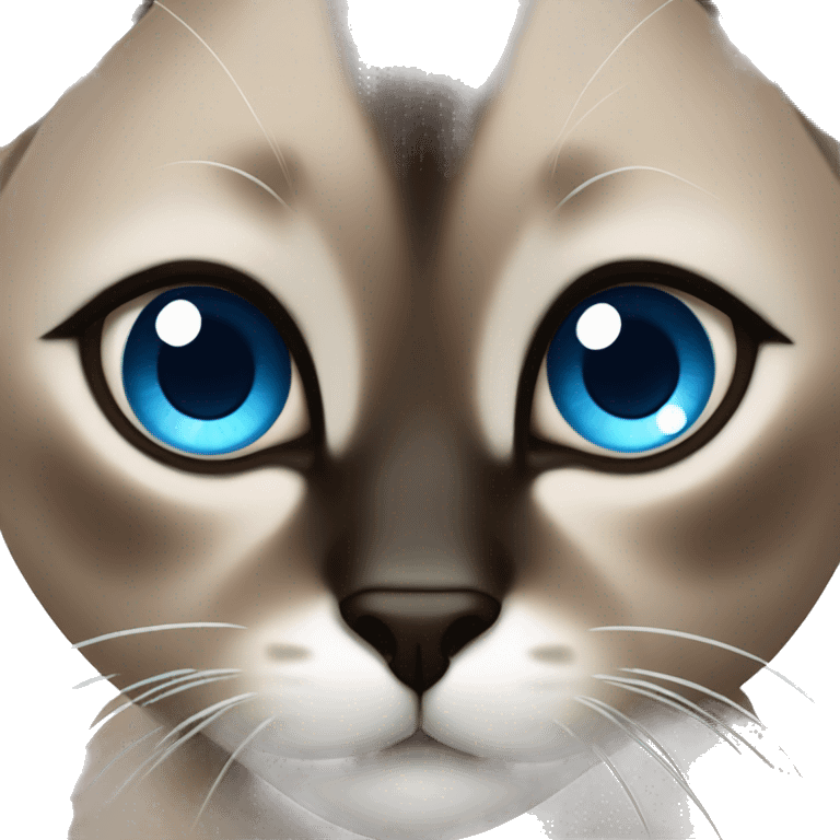 dark brown hair colored siamese cat with blue eyeball and black pupil emoji