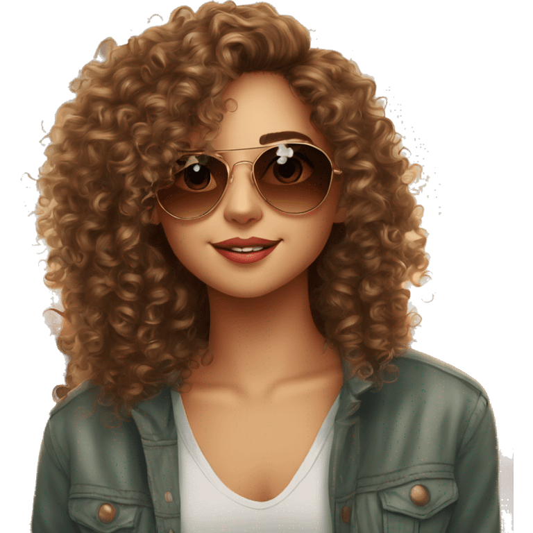 curly hair beautifull girl date with a boy beatufull sunglass emoji