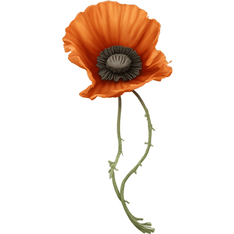 Drooping dead poppy flower emoji