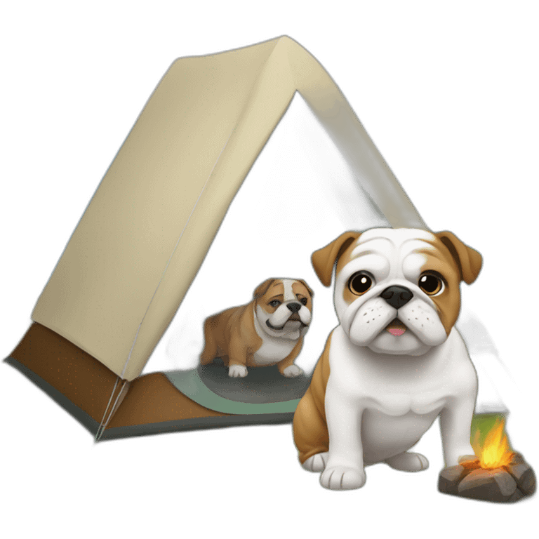 Bulldog y shi tzu en camping emoji