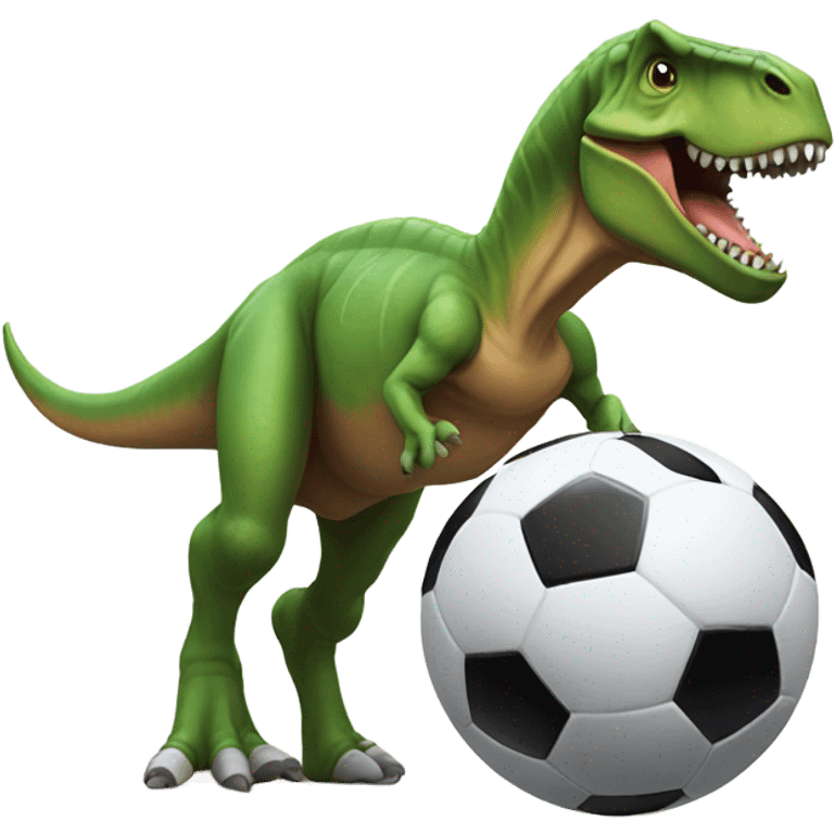 Dinosaur kicking a soccer ball  emoji