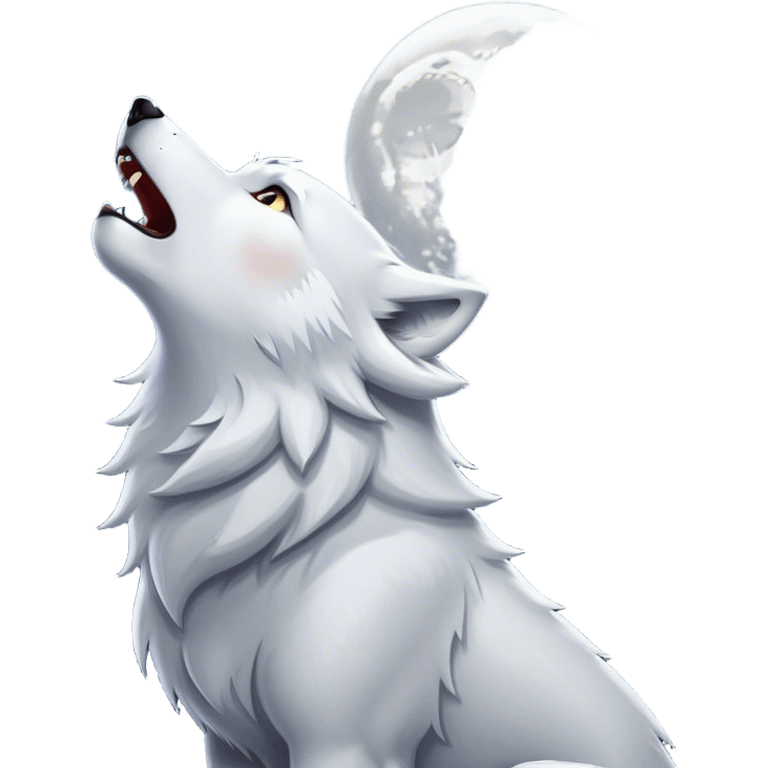 White wolf howling at moon emoji