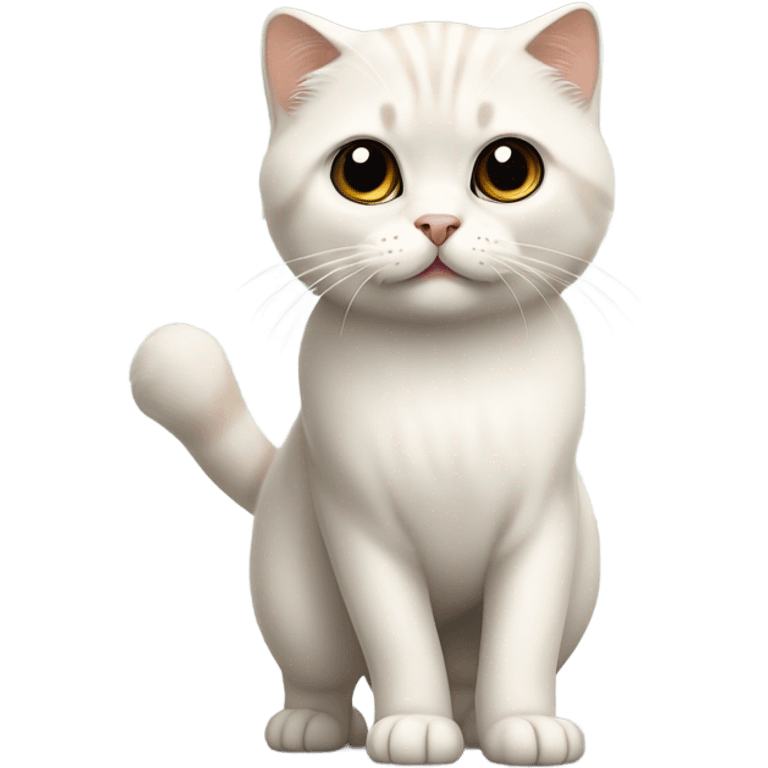 white scottish fold cat standing tall like a meerkat emoji