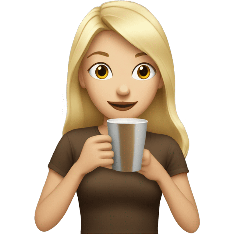 blonde girl drinking coffee emoji