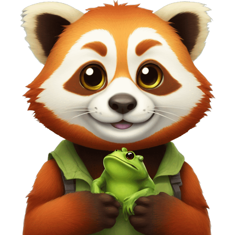 red panda wearing wearing a frog emoji