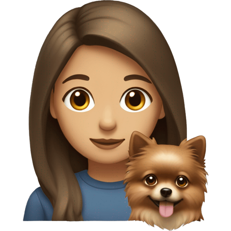 Girl with brown hair and write Pomeranian  emoji