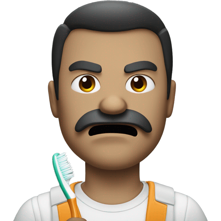 angry man with toothbrush style moustache and dark side bangs. emoji