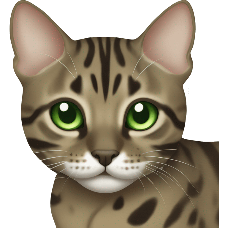 Sepia charcoal Bengal cat with Green eyes  emoji