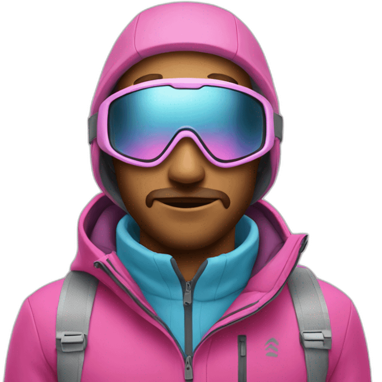  Guy with pink face dressed for ski and glass  emoji