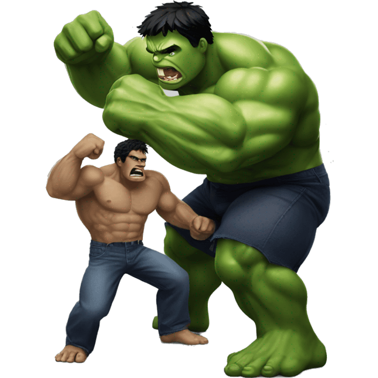 Hulkbluster fighting with hulk emoji