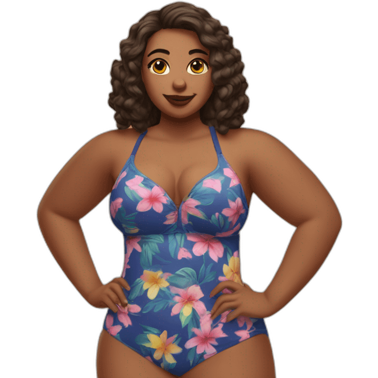 Thicc caucasian woman swimsuit posing emoji