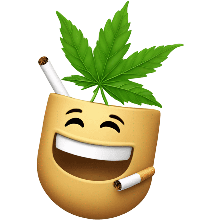 Pot leaf smiling with cigarette emoji