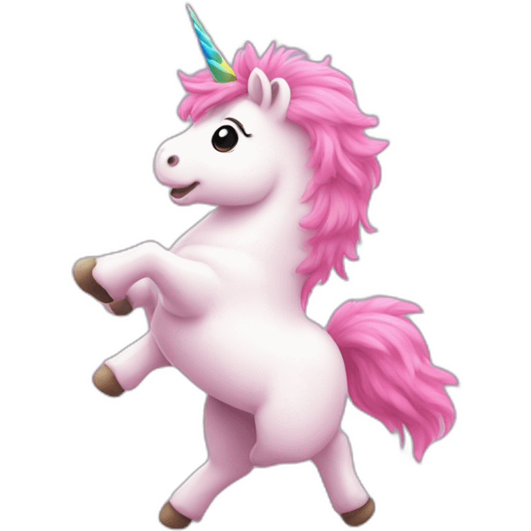 Pink fluffy unicorn dancing on a rainbow  emoji