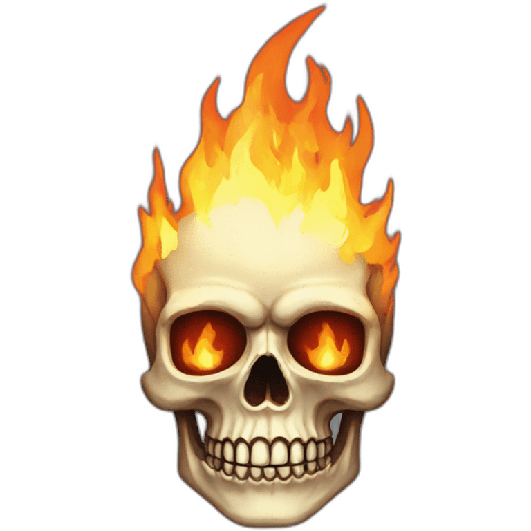 Skull on fire , pixel art emoji