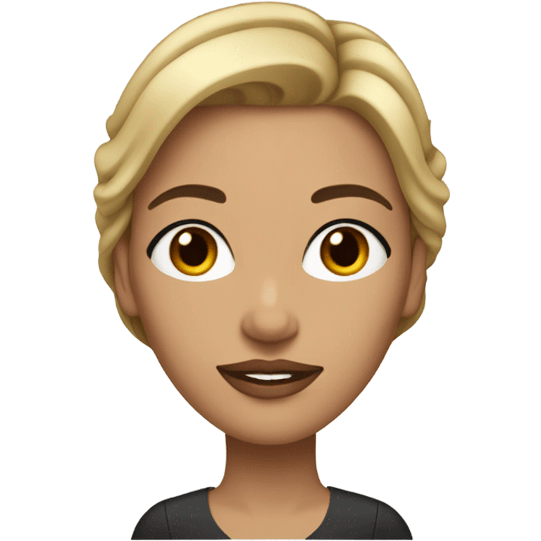 Brunette with blonde highlights women with arched eyebrows and big lip emoji