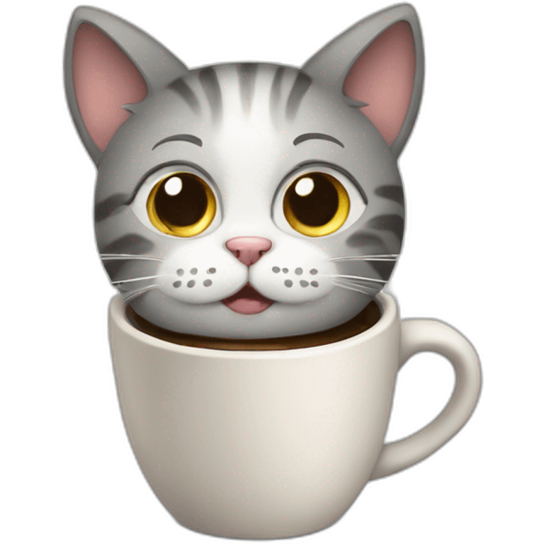 cat wake up and tired with coffee emoji