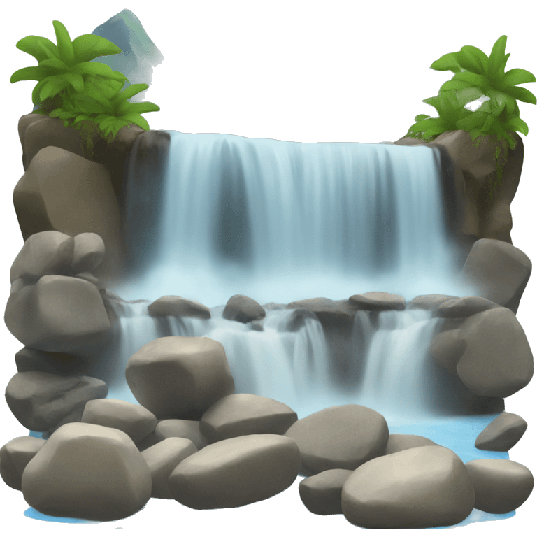 waterfall with rocks emoji