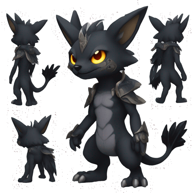 cool edgy fantasy dark-shadow-themed animal hybrid Fakemon full body emoji