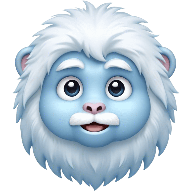 Cinematic Cute Yeti Portrait Emoji, with a charming, small, fluffy form in soft snowy whites and cool blues, featuring big, innocent eyes and a shy, gentle smile, simplified yet irresistibly endearing, highly detailed with a soft glowing outline that captures the whimsical charm of a friendly yeti ready for a cuddle! emoji