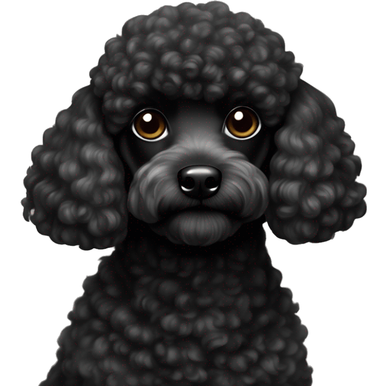 black tiny poodle with little forehead far emoji