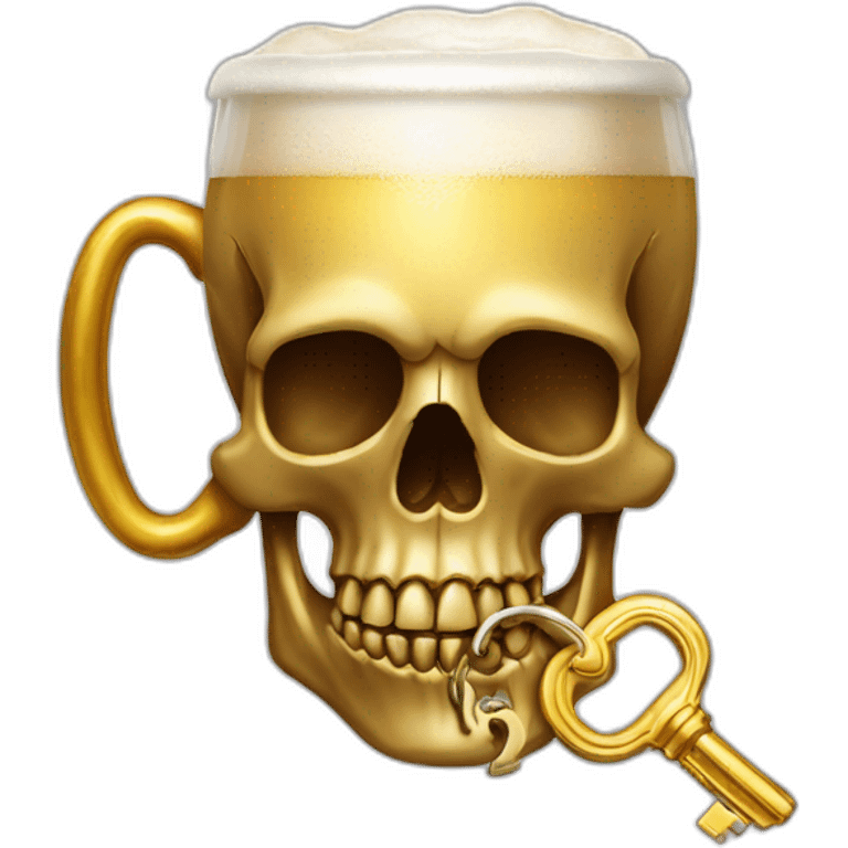 skull with a golden key in his mouth hanging a beer emoji