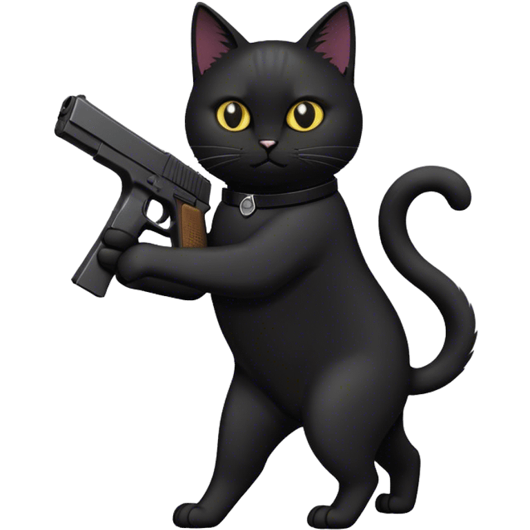 Black cat carrying a glock emoji