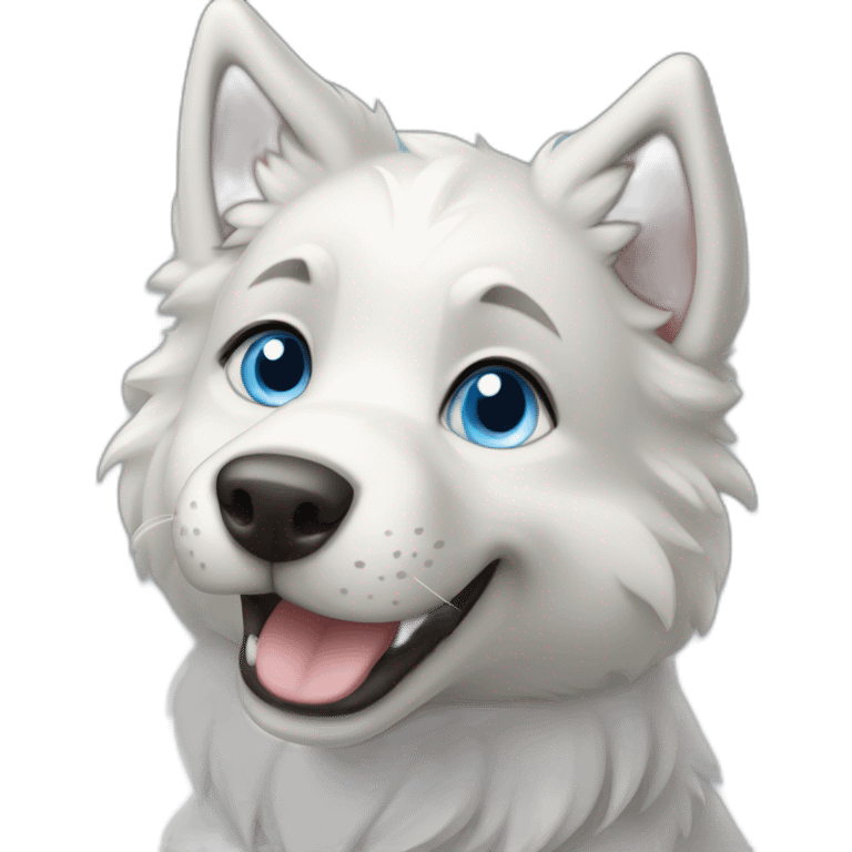 Happy Puppy Wolf dog white blue eyes emoji