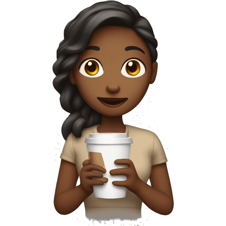 Girl holding coffee emoji