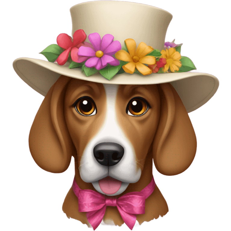 Dog in Kentucky derby hat emoji