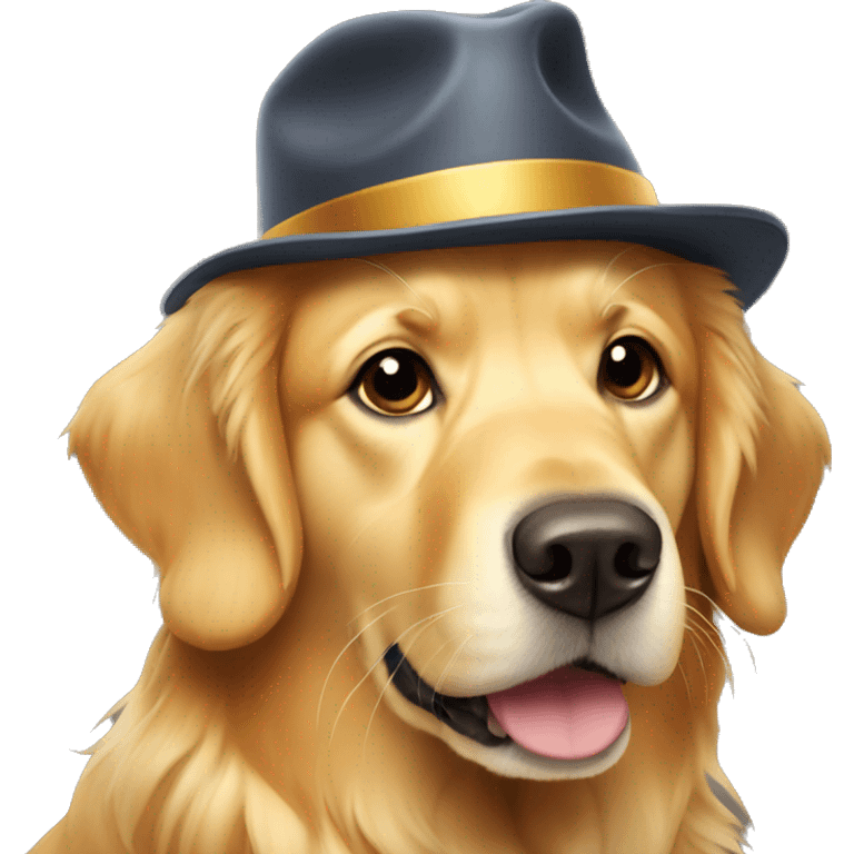 Golden retriever wearing hat emoji