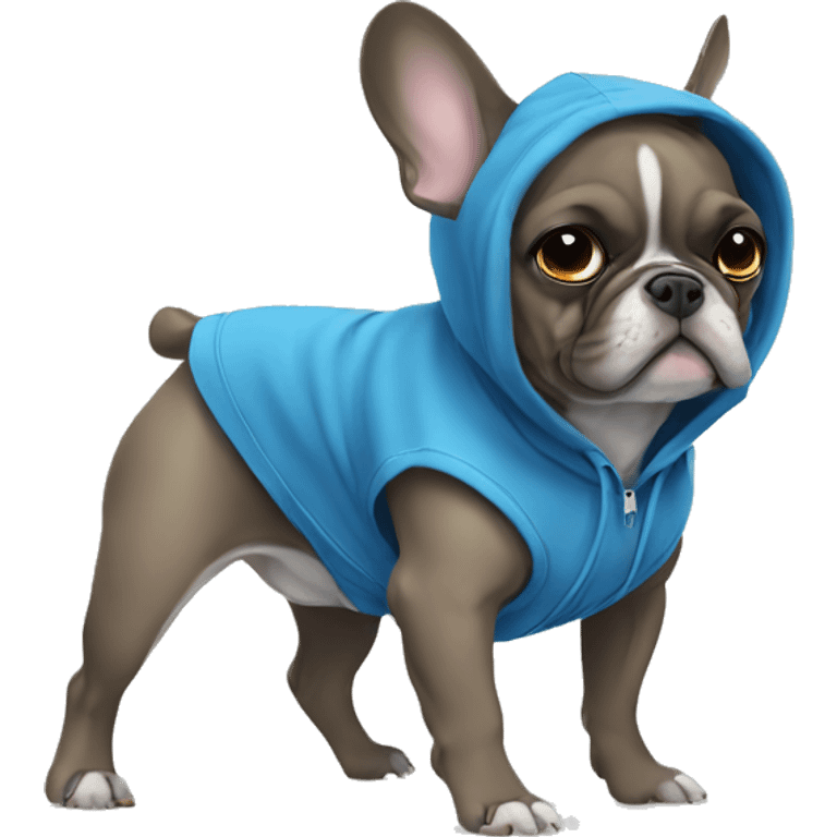 French Bulldog Blue ran with hoodie  emoji