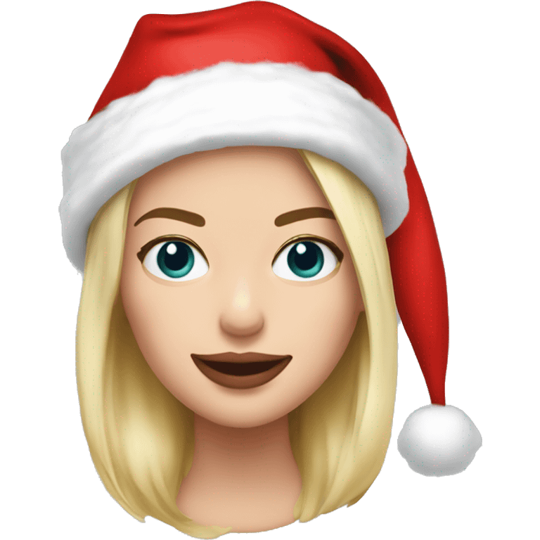 Margot Robbie with santa hat emoji