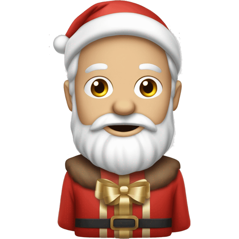 père Noël avec cadeau est costume rouge et barbe blanche emoji