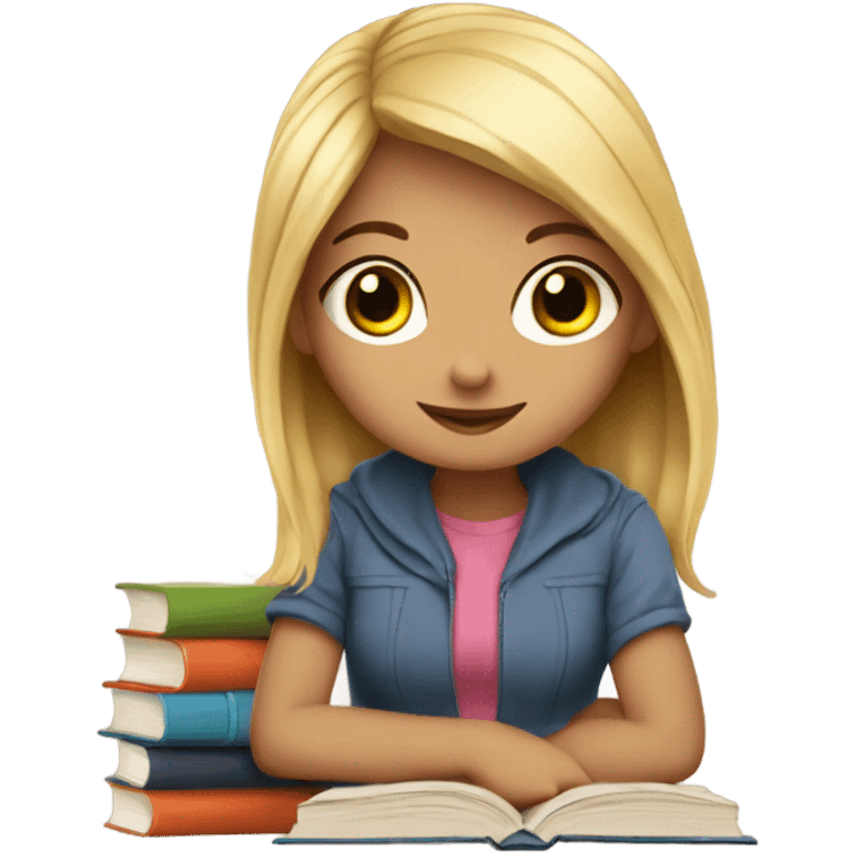 cute girl with books emoji