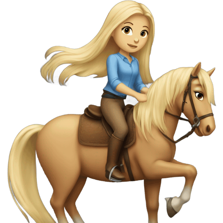 Blonde girl with long hair riding horse emoji