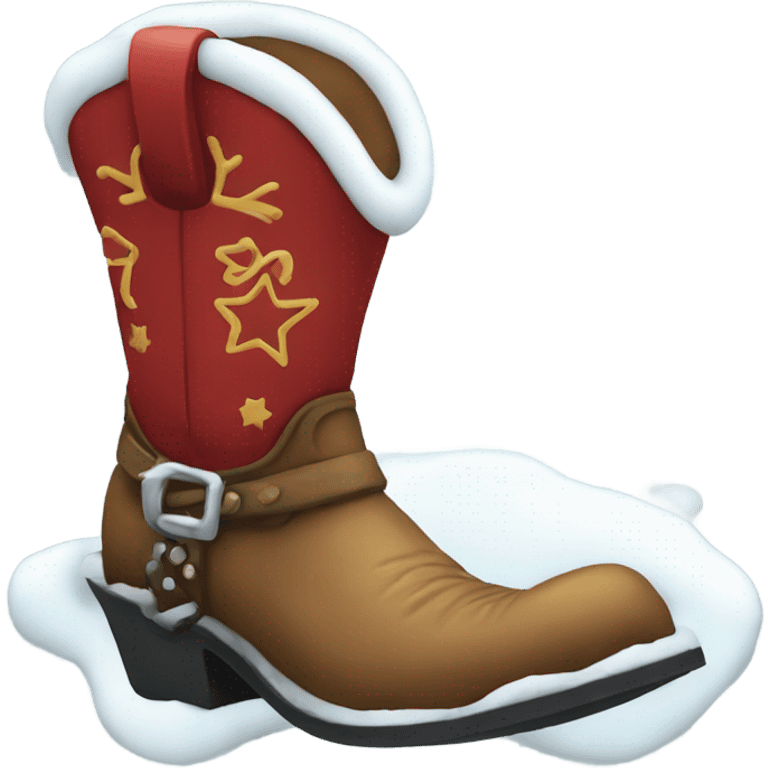 Christmas cowboy boot Santa snow emoji