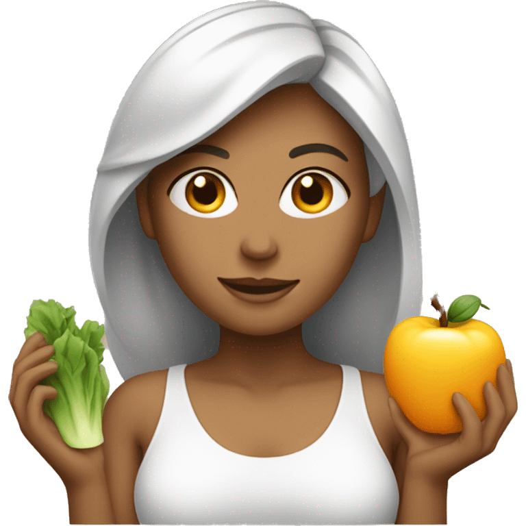 healthy woman with pc emoji