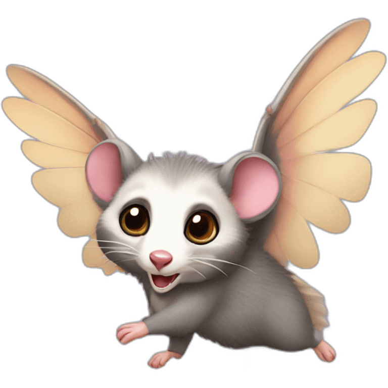 Adult wild opossum flying with wings  emoji