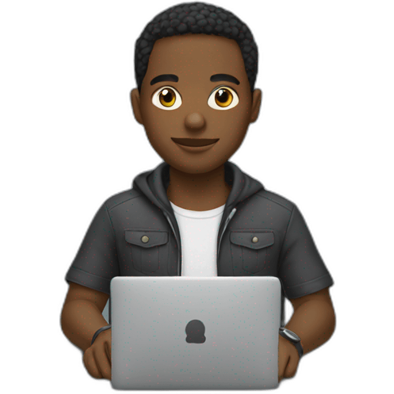 black young man coding emoji