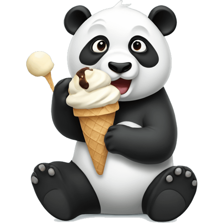 Panda eating ice cream emoji