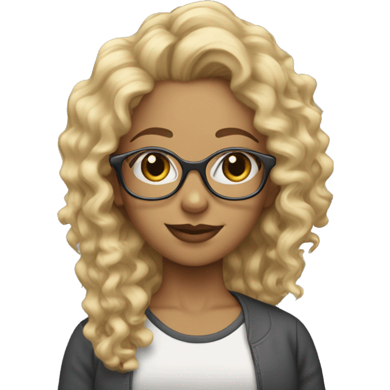 girl with curly blonde hair with glasses and earrings  emoji