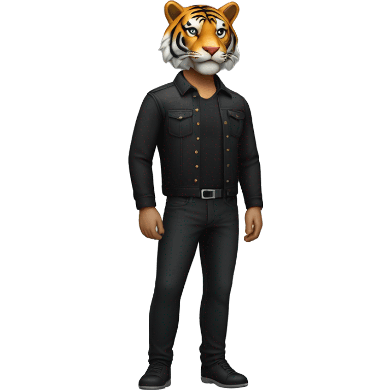 A man with tiger head and waring black pant and shirt emoji