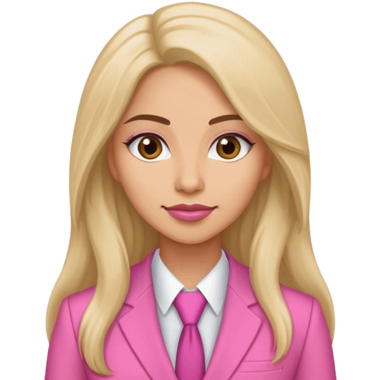 long hair white latina sales rep in pink suit emoji